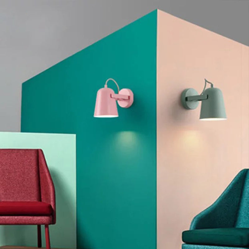 Sophie Nordic Wall Lamp with Rotatable Bell Shade and Wood Accent