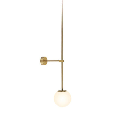 Colette Orb Wall Lamp with Milky Glass and Gold Pencil Arm