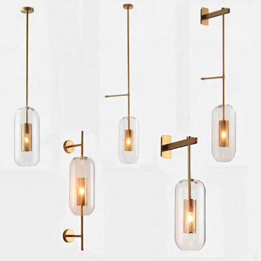 Mathilde Pill Capsule Wall Lamp – Clear Glass with Mesh, 5 to 9 Inch