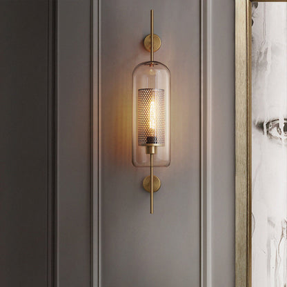 Mathilde Pill Capsule Wall Lamp – Clear Glass with Mesh, 5 to 9 Inch