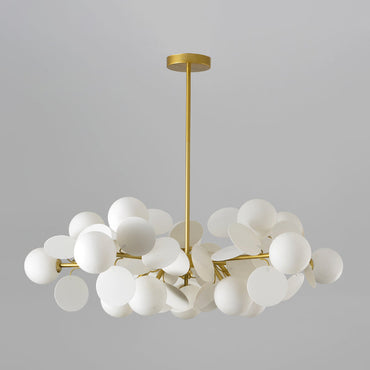 Élise Brass Sphere Chandelier with Milky Glass & Multi-Circle Design