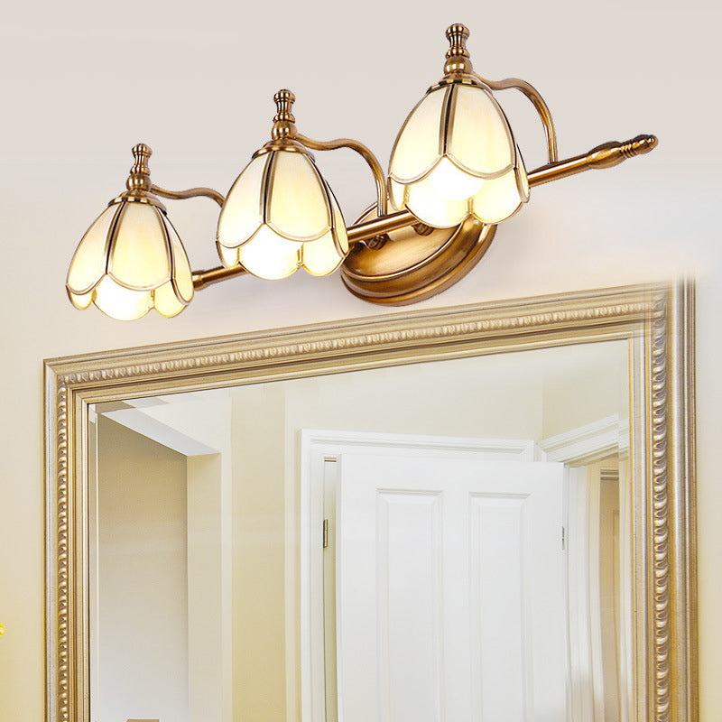 Juliette Vintage Scalloped Wall Lamp with Opal Glass and Brass Finish