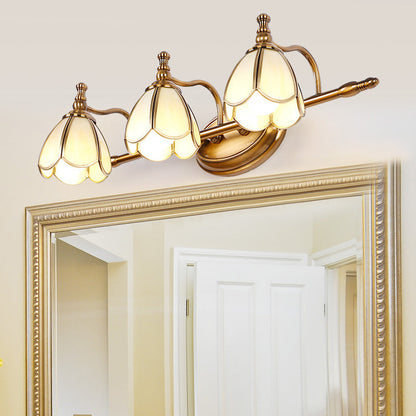 Juliette Vintage Scalloped Wall Lamp with Opal Glass and Brass Finish