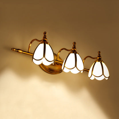 Juliette Vintage Scalloped Wall Lamp with Opal Glass and Brass Finish