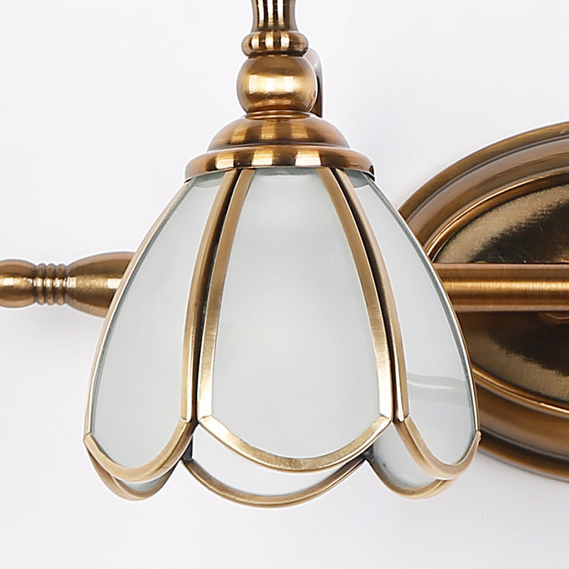Juliette Vintage Scalloped Wall Lamp with Opal Glass and Brass Finish