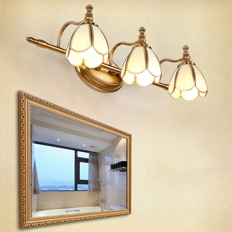 Juliette Vintage Scalloped Wall Lamp with Opal Glass and Brass Finish