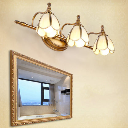 Juliette Vintage Scalloped Wall Lamp with Opal Glass and Brass Finish