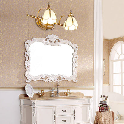 Juliette Vintage Scalloped Wall Lamp with Opal Glass and Brass Finish