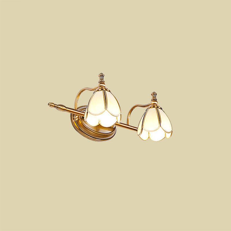 Juliette Vintage Scalloped Wall Lamp with Opal Glass and Brass Finish