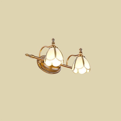 Juliette Vintage Scalloped Wall Lamp with Opal Glass and Brass Finish