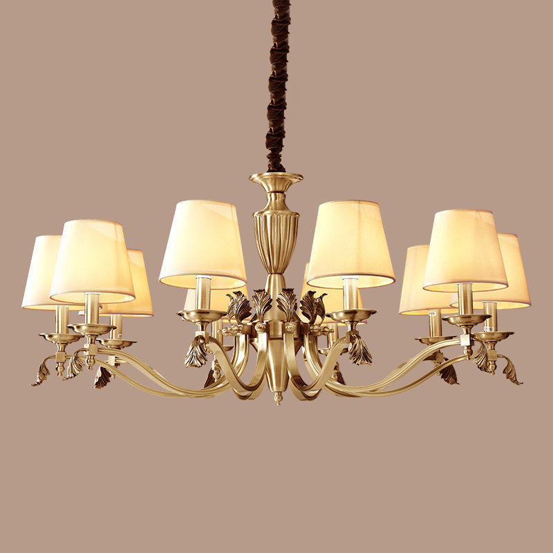 Céleste Brass Candelabra Chandelier with Fabric Shades