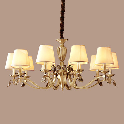 Céleste Brass Candelabra Chandelier with Fabric Shades