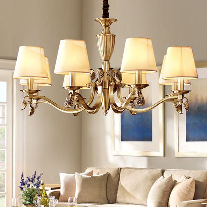 Céleste Brass Candelabra Chandelier with Fabric Shades