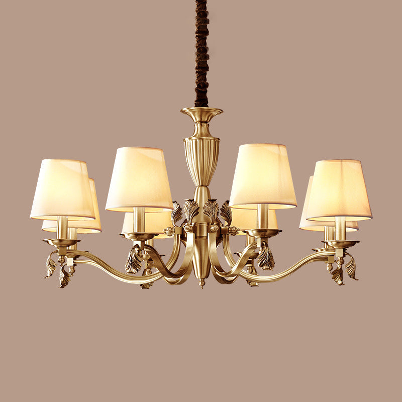 Céleste Brass Candelabra Chandelier with Fabric Shades