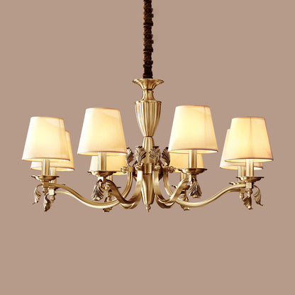 Céleste Brass Candelabra Chandelier with Fabric Shades