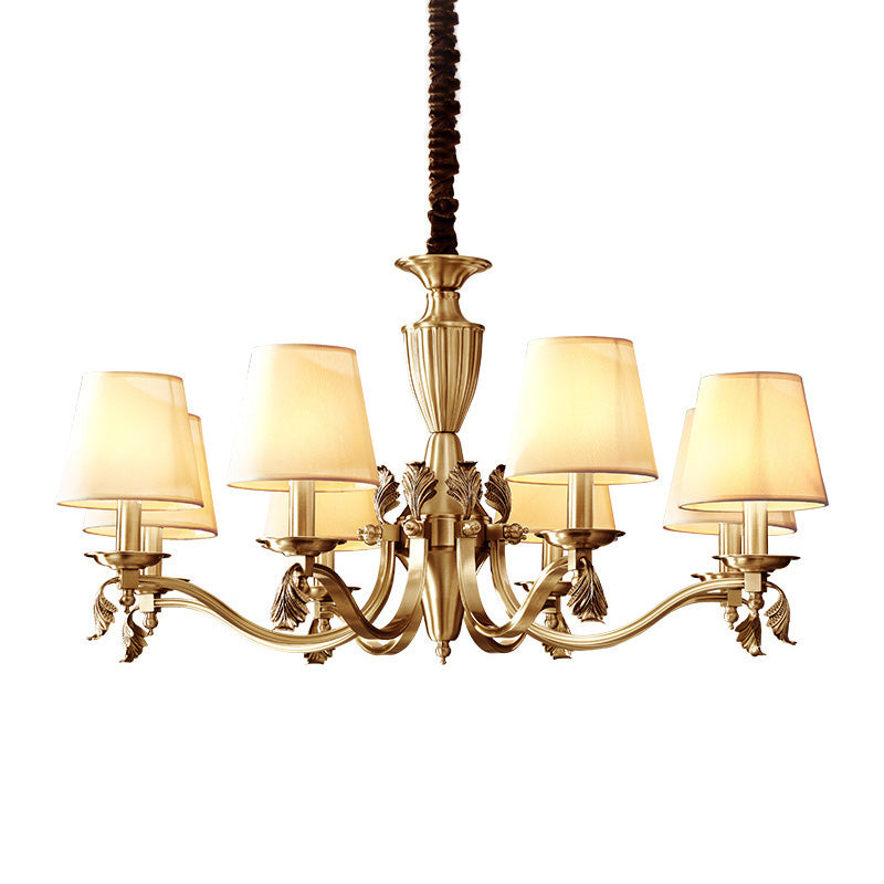 Céleste Brass Candelabra Chandelier with Fabric Shades