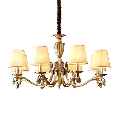Céleste Brass Candelabra Chandelier with Fabric Shades