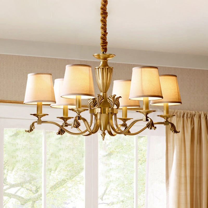 Céleste Brass Candelabra Chandelier with Fabric Shades