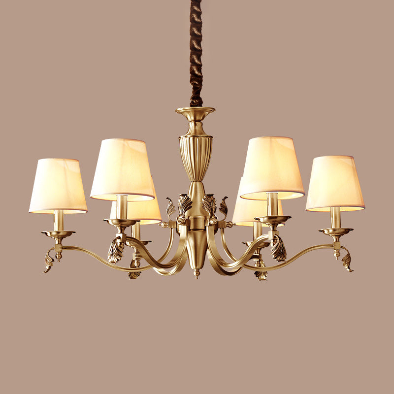 Céleste Brass Candelabra Chandelier with Fabric Shades