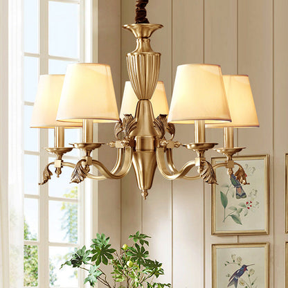 Céleste Brass Candelabra Chandelier with Fabric Shades