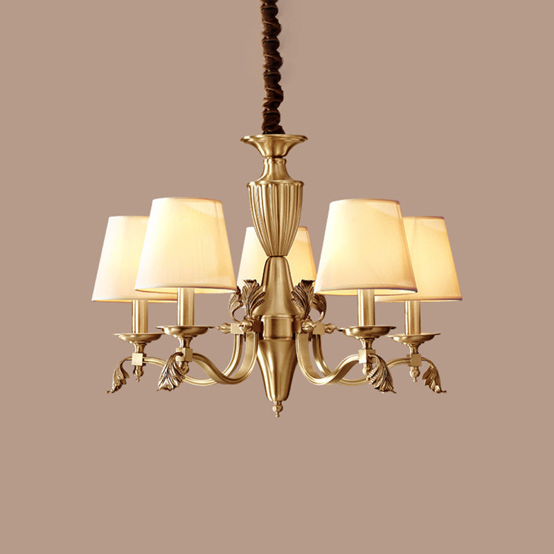 Céleste Brass Candelabra Chandelier with Fabric Shades