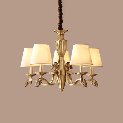 Céleste Brass Candelabra Chandelier with Fabric Shades