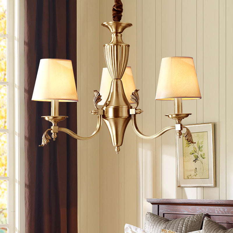 Céleste Brass Candelabra Chandelier with Fabric Shades