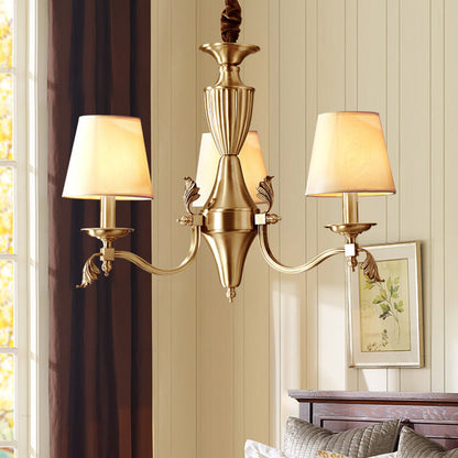 Céleste Brass Candelabra Chandelier with Fabric Shades