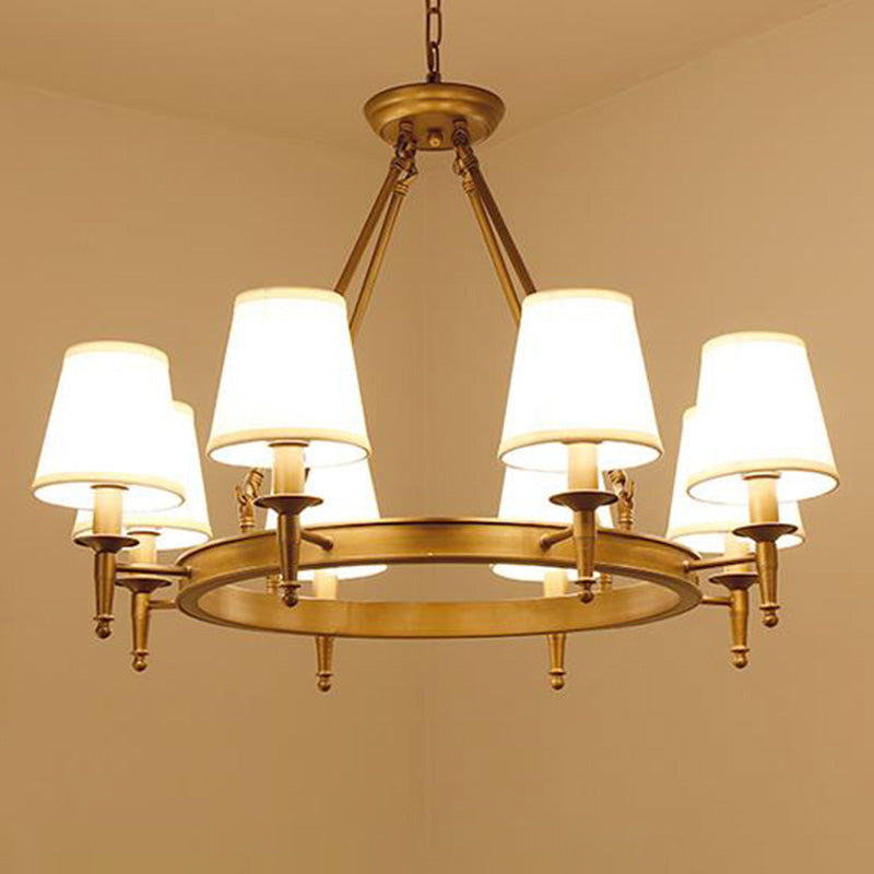 Aurélie Ring Chandelier with Fabric Shades in Bronze Black