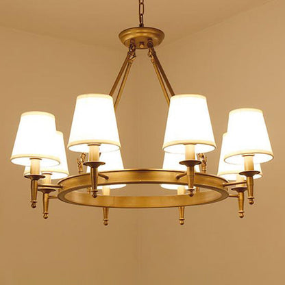 Aurélie Ring Chandelier with Fabric Shades in Bronze Black