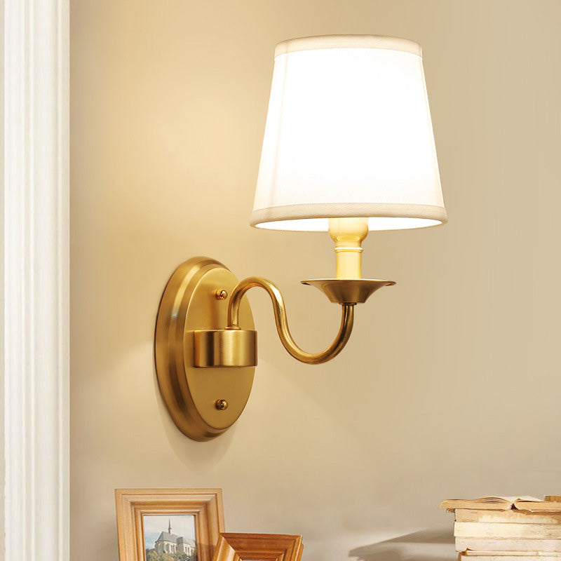 Manon Geometric Fabric Wall Sconce 1-Head Gold Finish