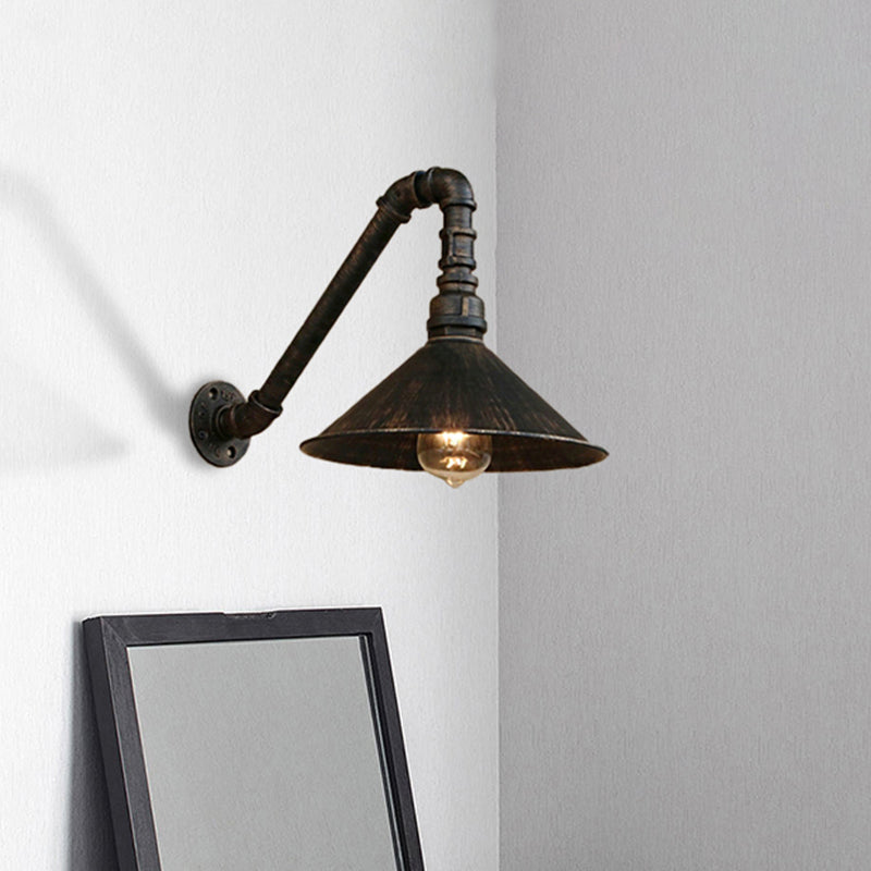 Émilie Antique Brass Cone Wall Sconce Farmhouse