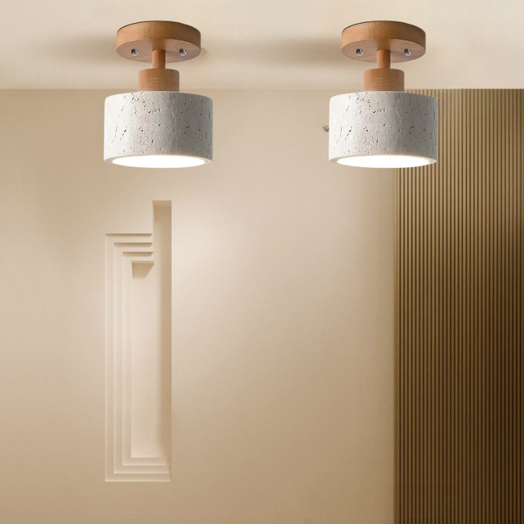 Juliette Ellipse Travertine Stone Ceiling Light