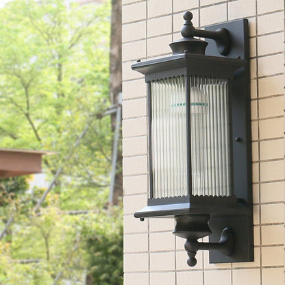 Camille Retro Ribbed Glass Wall Lamp for Outdoor in Black Coffee Bronze