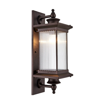 Camille Retro Ribbed Glass Wall Lamp for Outdoor in Black Coffee Bronze