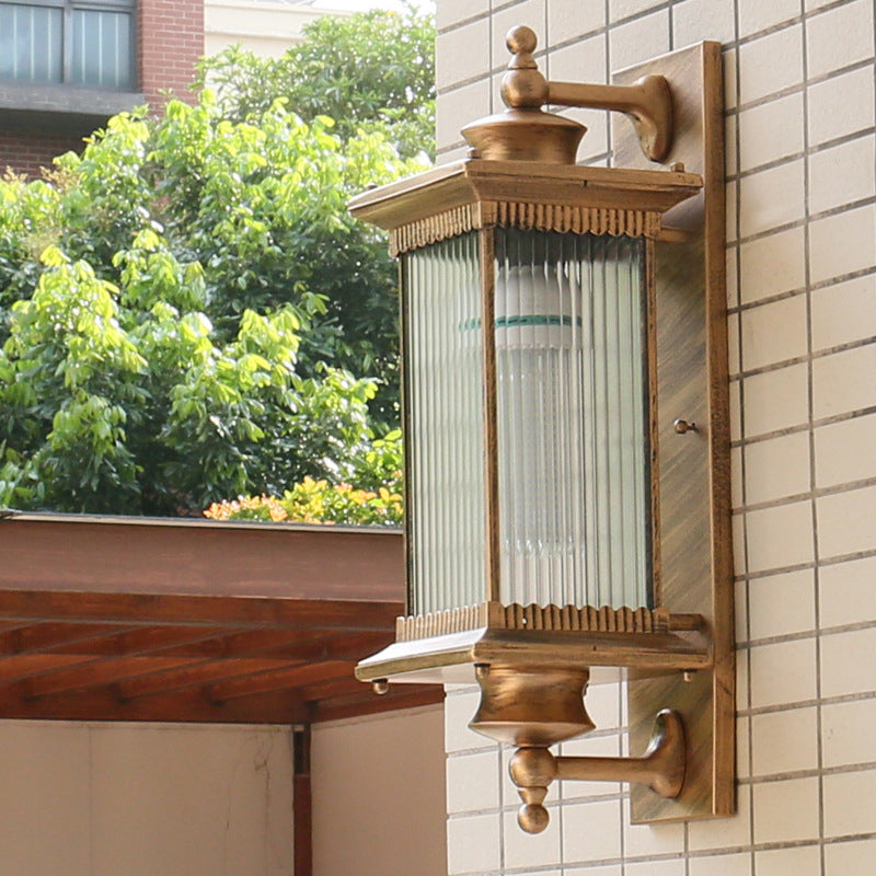 Camille Retro Ribbed Glass Wall Lamp for Outdoor in Black Coffee Bronze