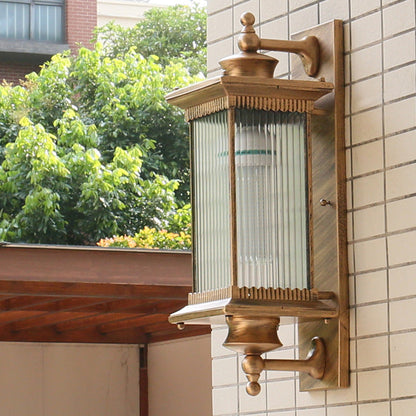 Camille Retro Ribbed Glass Wall Lamp for Outdoor in Black Coffee Bronze
