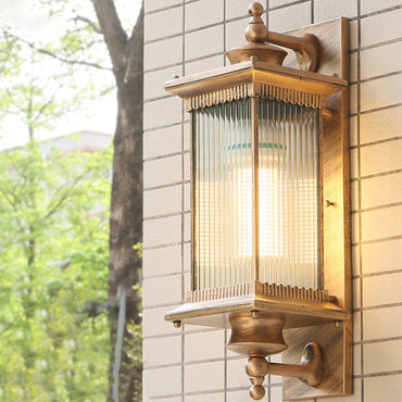 Camille Retro Ribbed Glass Wall Lamp for Outdoor in Black Coffee Bronze