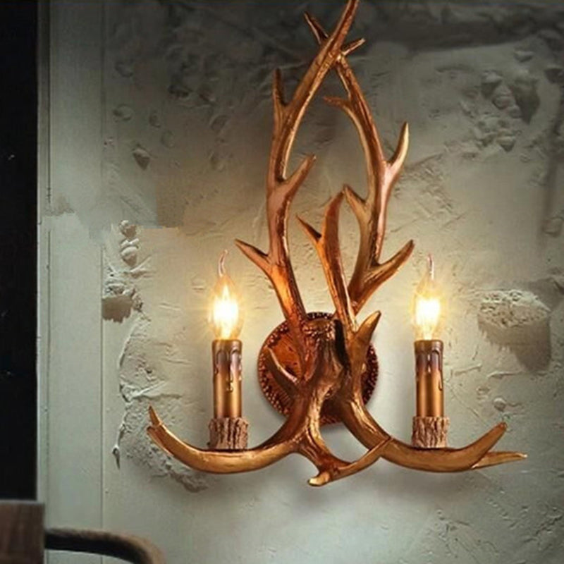 Hélène Classic Deer Horn Resin 2-Head Wall Sconce