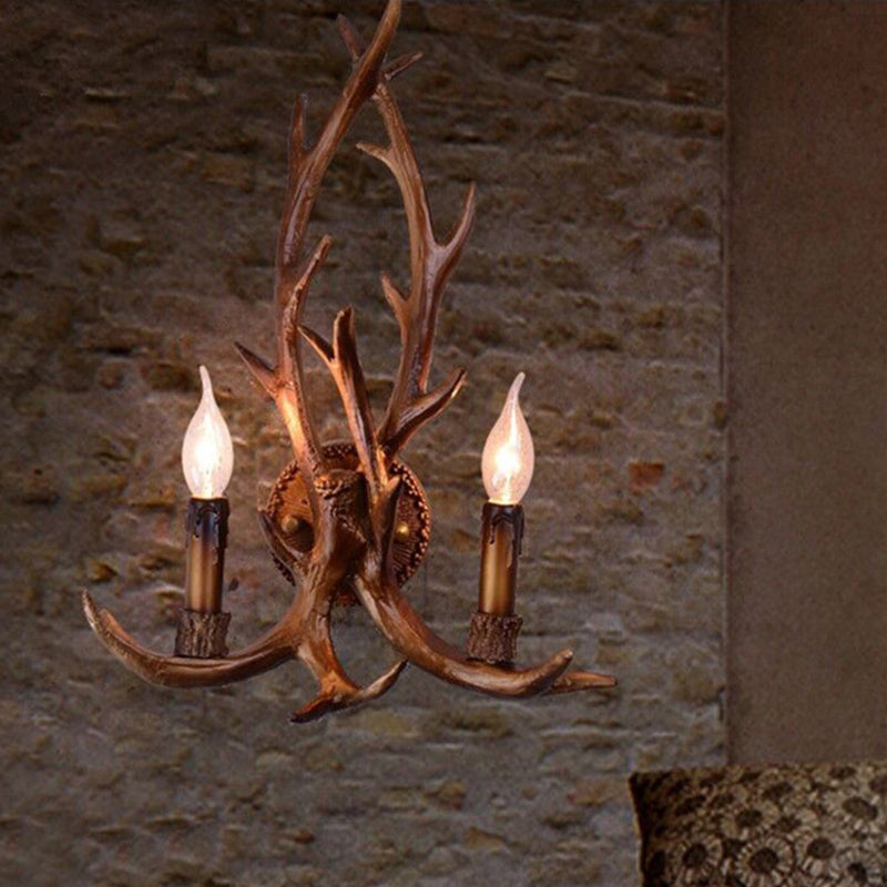 Hélène Classic Deer Horn Resin 2-Head Wall Sconce