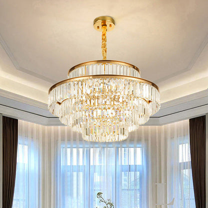 Adeline Tri-Prism Crystal Tiered Chandelier in Gold