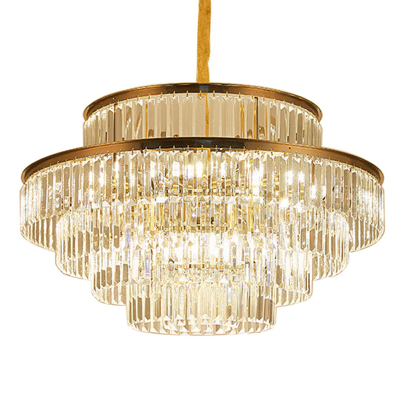 Adeline Tri-Prism Crystal Tiered Chandelier in Gold