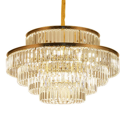 Adeline Tri-Prism Crystal Tiered Chandelier in Gold