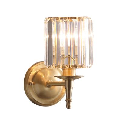 Colette Brass Crystal Cylinder Wall Light Sconce