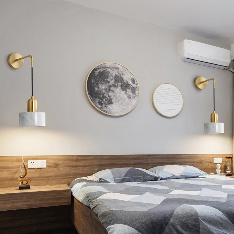 Camélia Marble Drum LED Wall Light Sconce