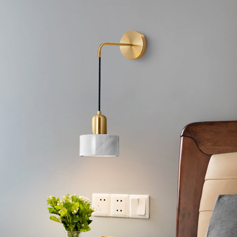 Camélia Marble Drum LED Wall Light Sconce