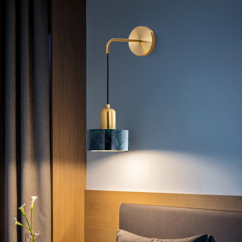 Camélia Marble Drum LED Wall Light Sconce