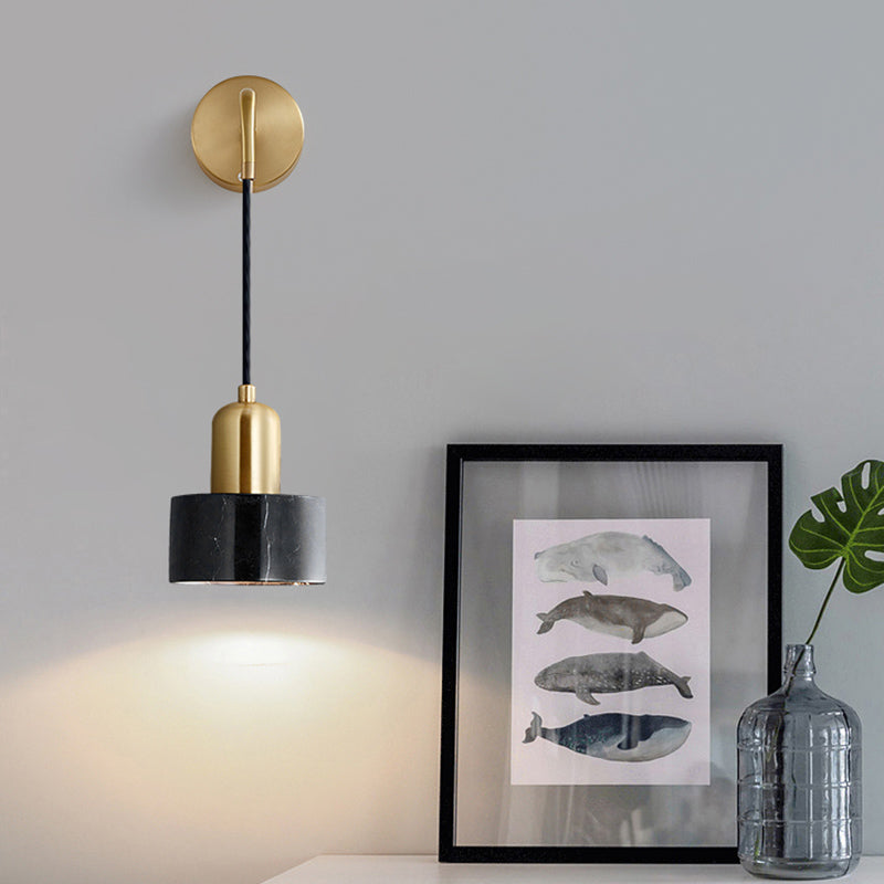 Camélia Marble Drum LED Wall Light Sconce