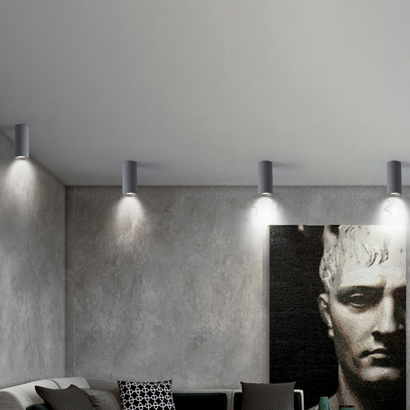 Mathilde Cement Cylinder Minimalist Flush Ceiling Light