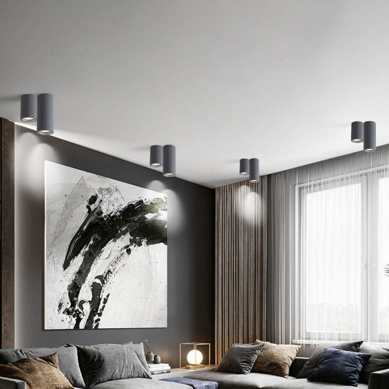 Mathilde Cement Cylinder Minimalist Flush Ceiling Light